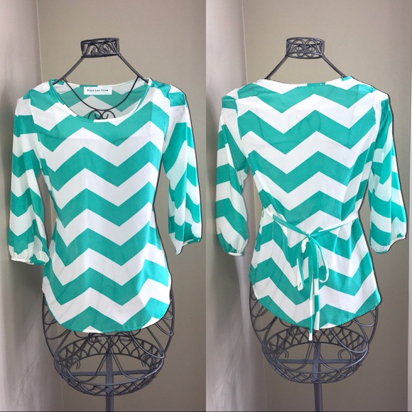 “Minty Dream” 🍬 Chevron Blouse - Picture 1 of 5